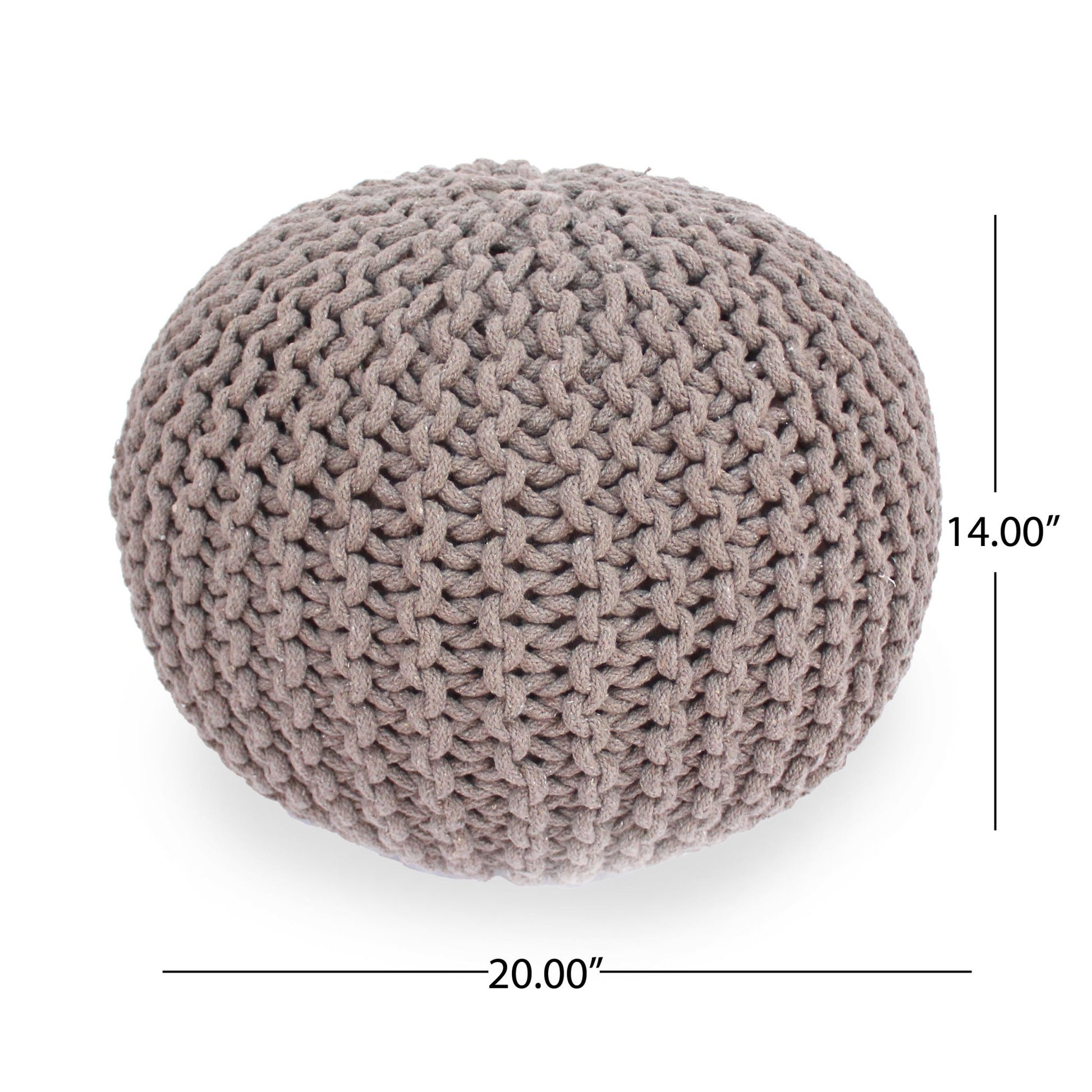 Moro Knitted Cotton Round Pouf with Pumpkin Shape in Brown, 20 x 20 inches - 1st Choice Furniture Direct