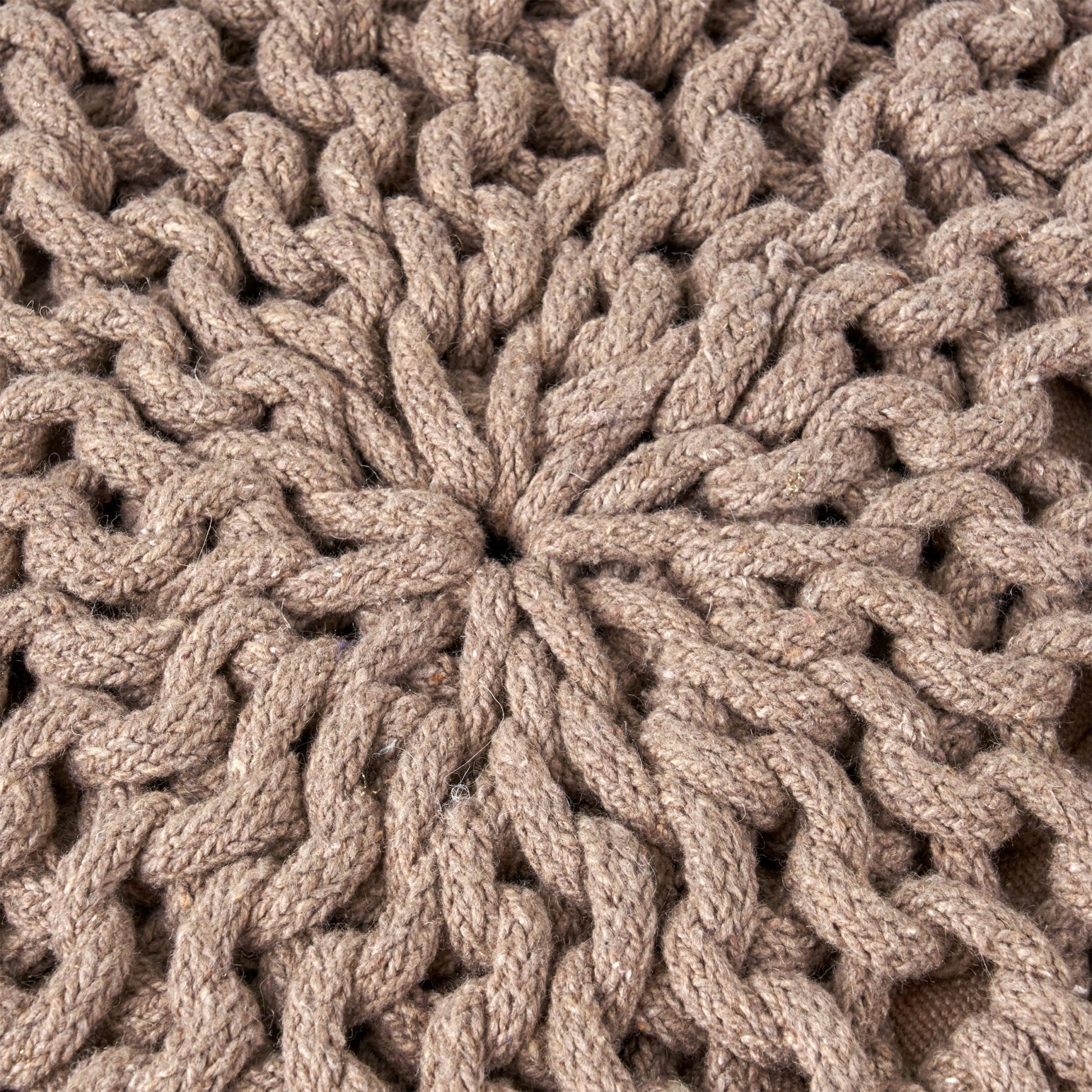 Moro Knitted Cotton Round Pouf with Pumpkin Shape in Brown, 20 x 20 inches - 1st Choice Furniture Direct