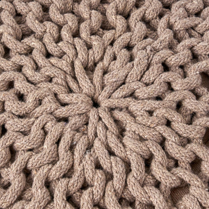 Moro Knitted Cotton Round Pouf with Pumpkin Shape in Brown, 20 x 20 inches - 1st Choice Furniture Direct