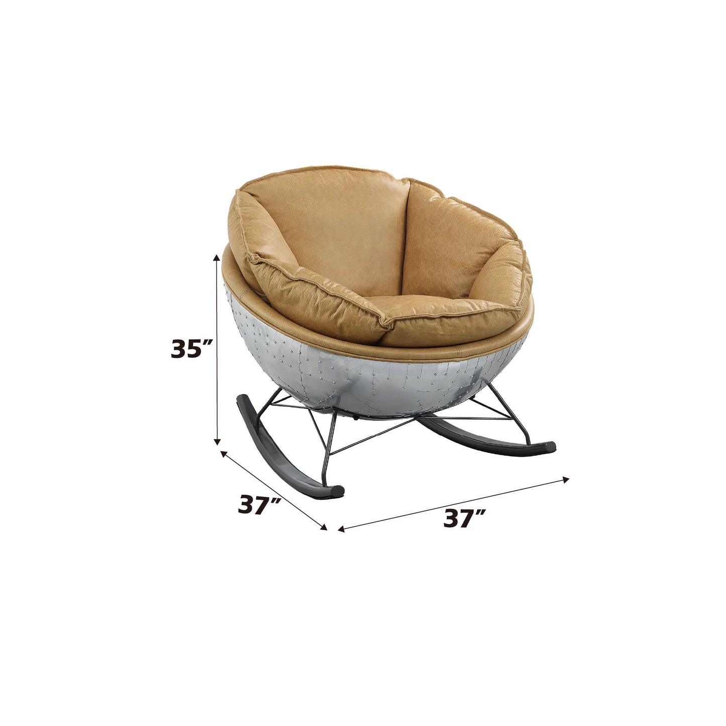 Morocco Brown Top Grain Leather Rocking Chair - 1st Choice Furniture Direct