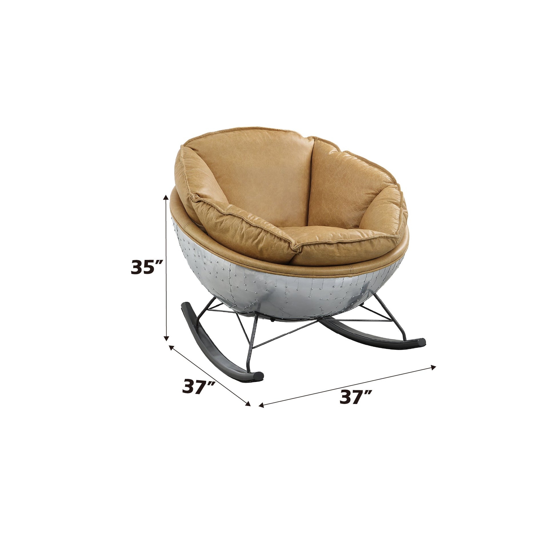 Morocco Brown Top Grain Leather Rocking Chair - 1st Choice Furniture Direct