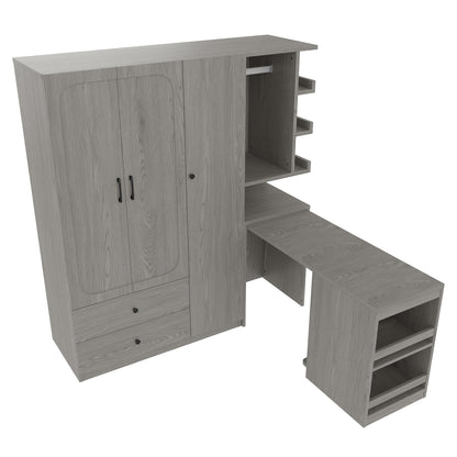 Multifunctional Wardrobe Closet with Fold-Out Desk & Storage Drawers - 1st Choice Furniture Direct