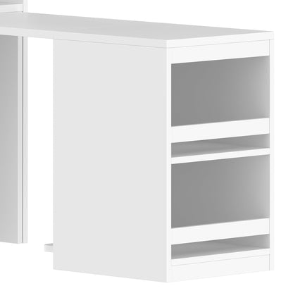 Multifunctional Wardrobe with 2 Doors and Hanging Rod, Wooden clothes closet with Convertible Desk and Storage Drawers, Multi - storage Spaces, for Bedroom, Cloak Room, Laundry, White - 1st Choice Furniture Direct