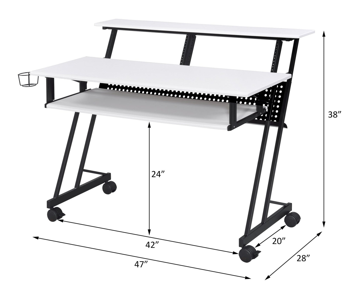 Music Studio Desk with Keyboard Tray & Wheels - 1st Choice Furniture Direct