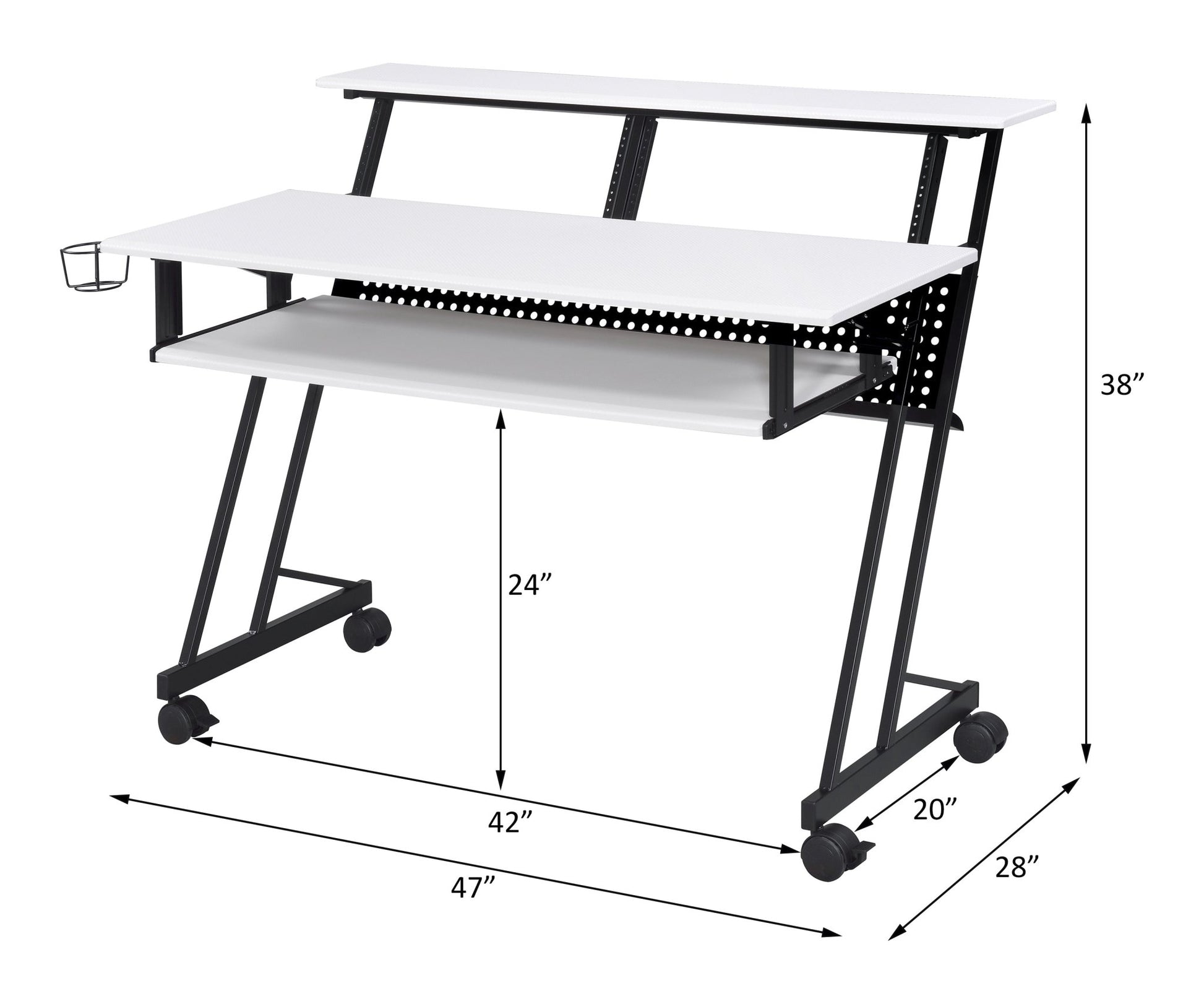 Music Studio Desk with Keyboard Tray & Wheels - 1st Choice Furniture Direct