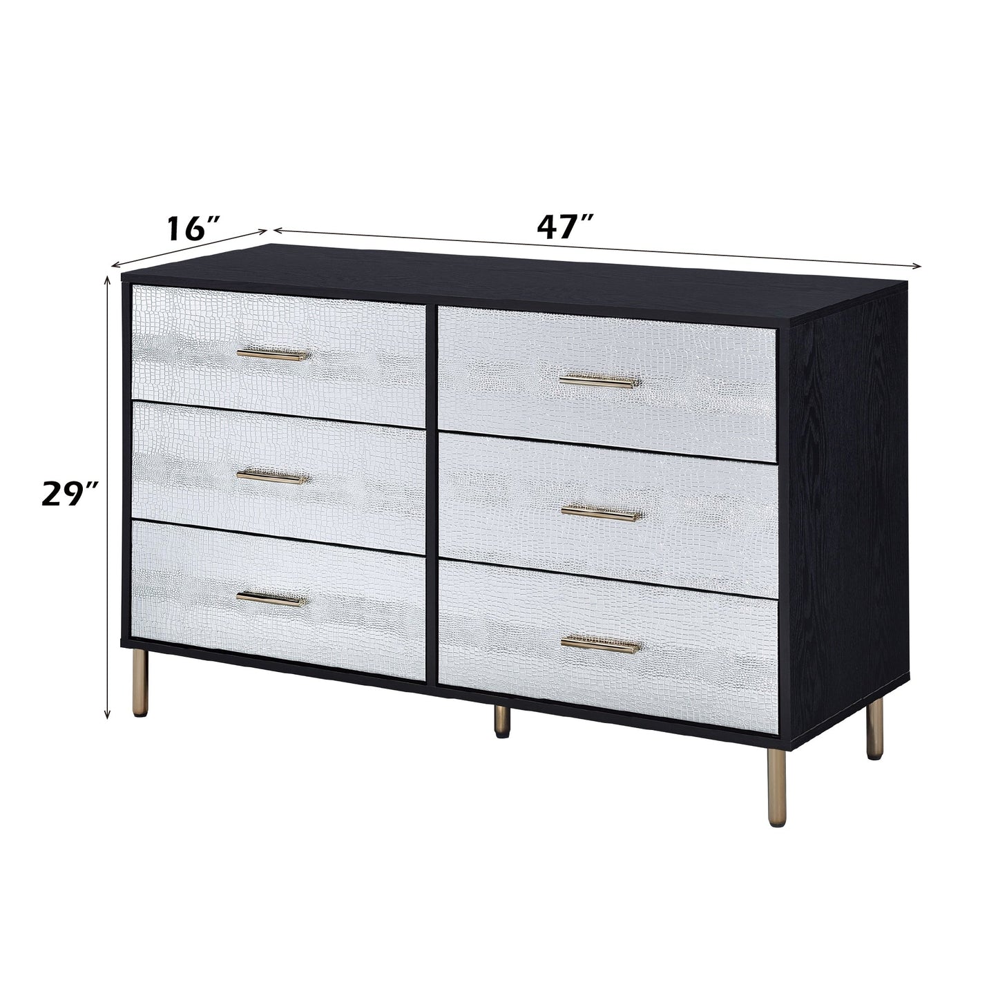Myles Black, Silver & Gold Finish Dresser - 1st Choice Furniture Direct