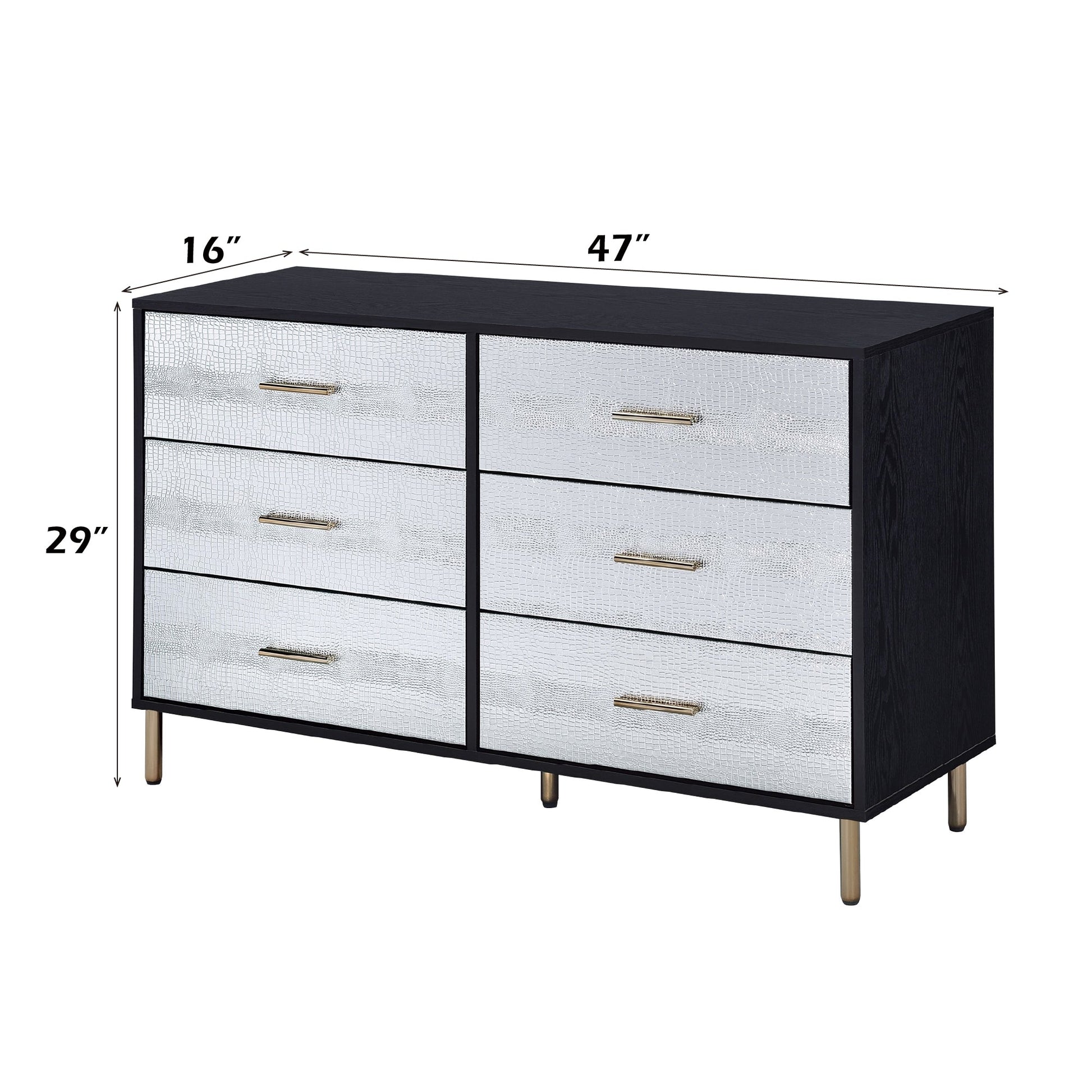 Myles Black, Silver & Gold Finish Dresser - 1st Choice Furniture Direct