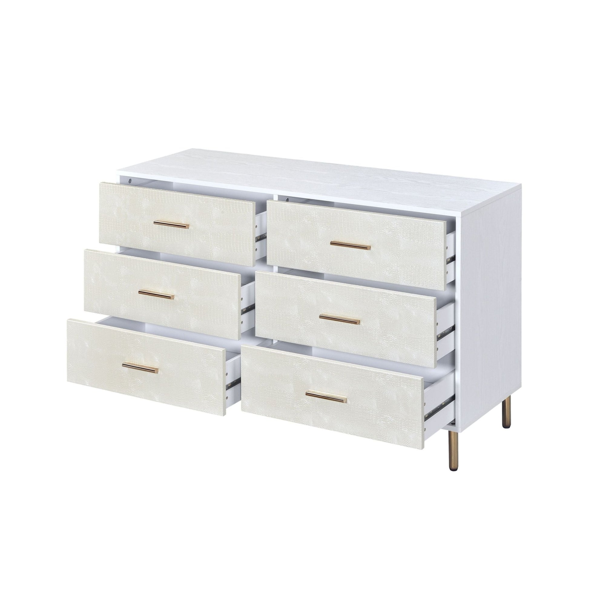 Myles White, Champagne & Gold Finish Dresser - 1st Choice Furniture Direct