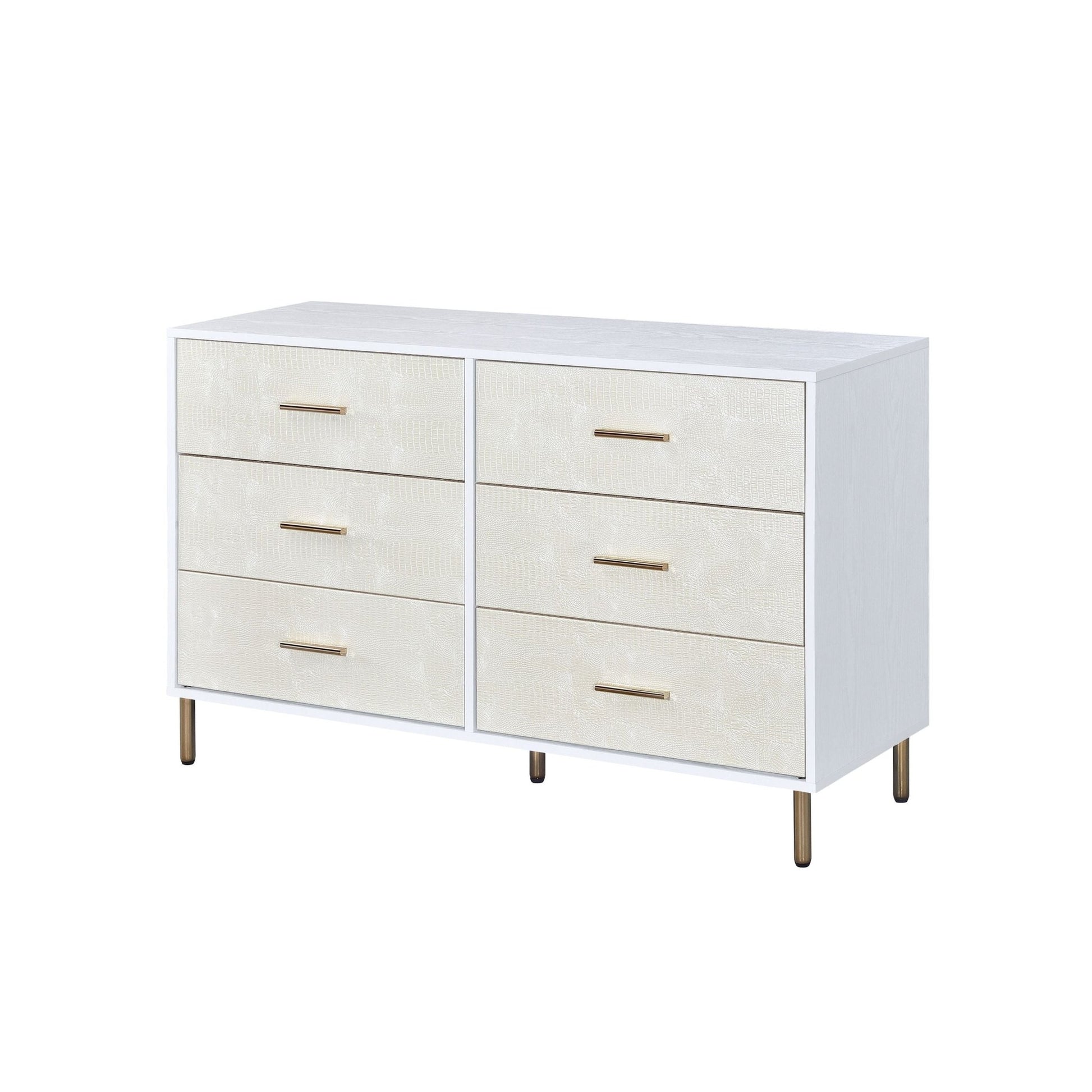 Myles White, Champagne & Gold Finish Dresser - 1st Choice Furniture Direct