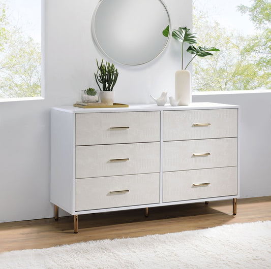 Myles White, Champagne & Gold Finish Dresser - 1st Choice Furniture Direct