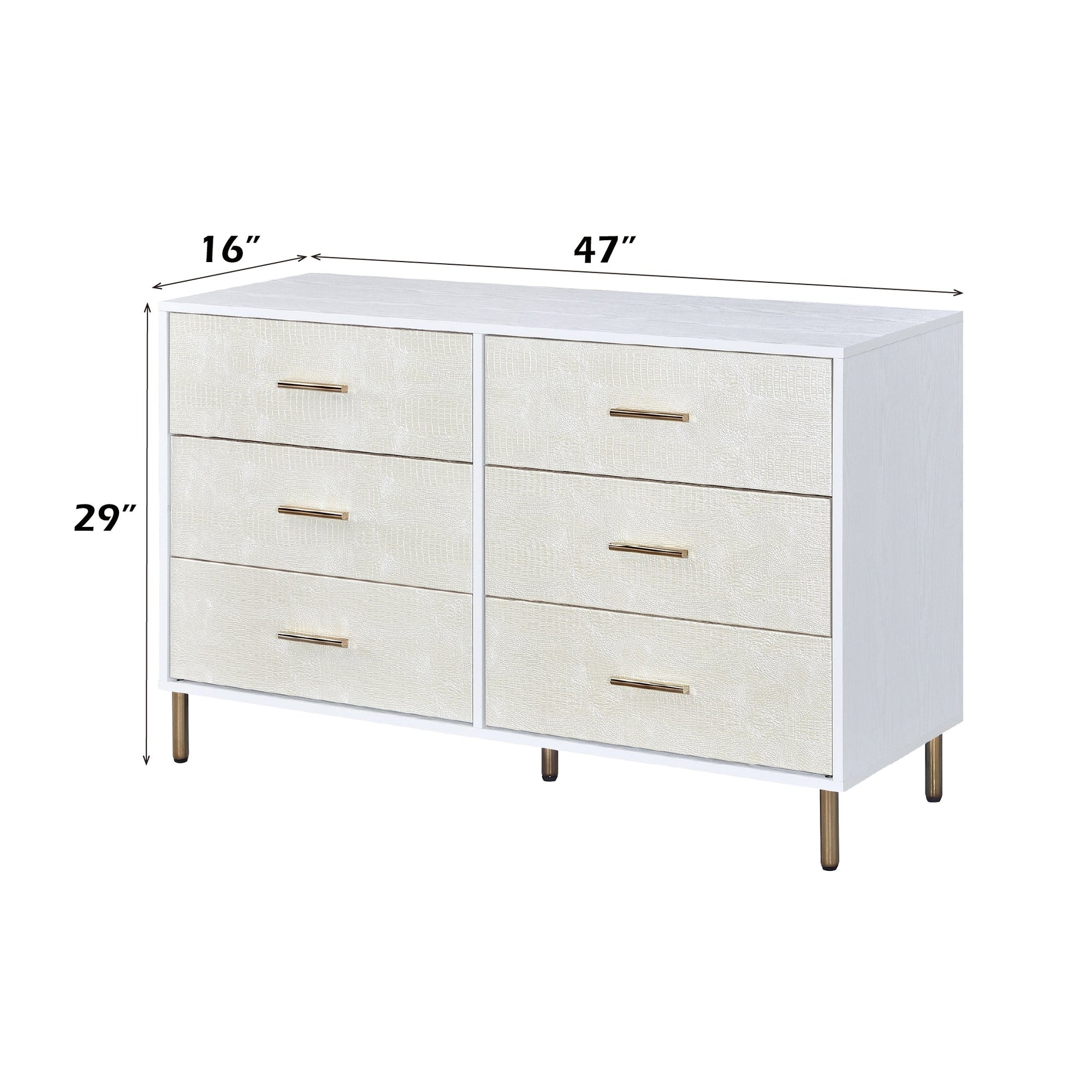 Myles White, Champagne & Gold Finish Dresser - 1st Choice Furniture Direct