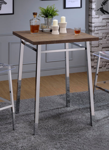 Nadia Oak and Chrome Bar Table - 1st Choice Furniture Direct