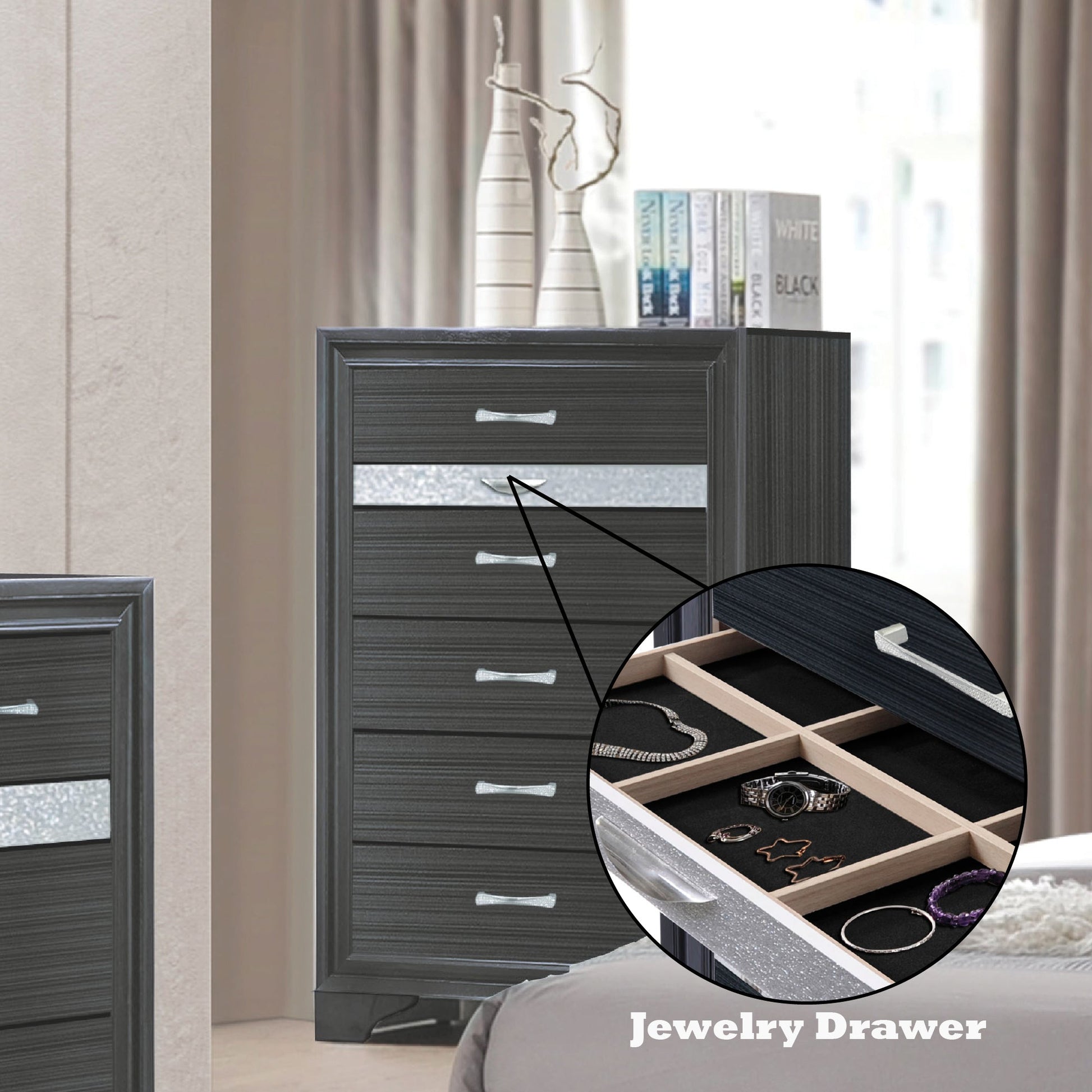 Naima Black Finish Chest - 1st Choice Furniture Direct