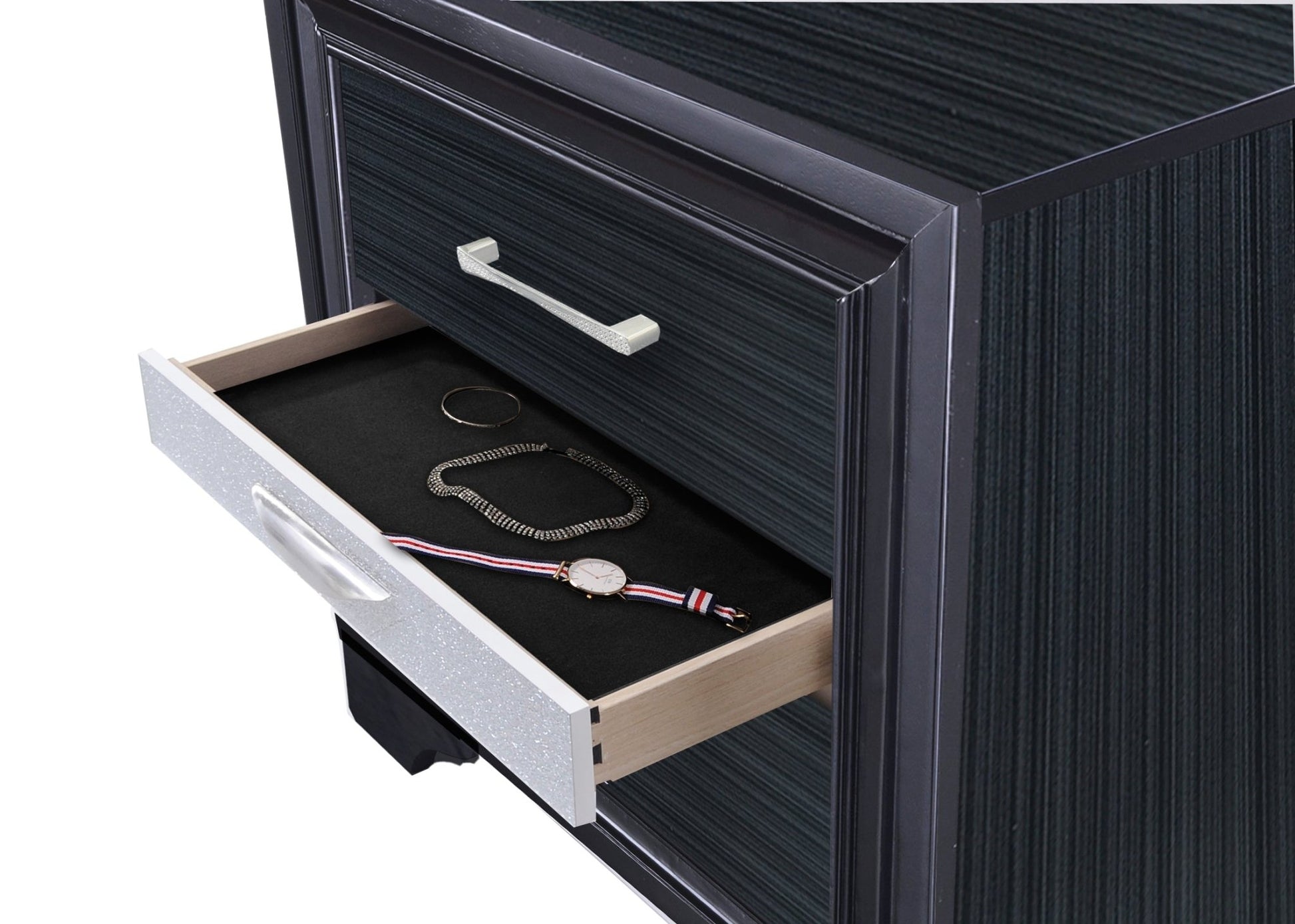 Naima Black Finish Nightstand - 1st Choice Furniture Direct