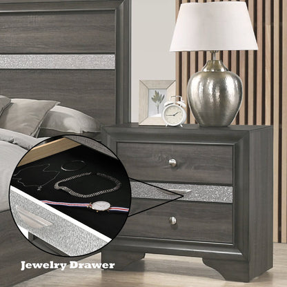 Naima Gray Finish Nightstand - 1st Choice Furniture Direct