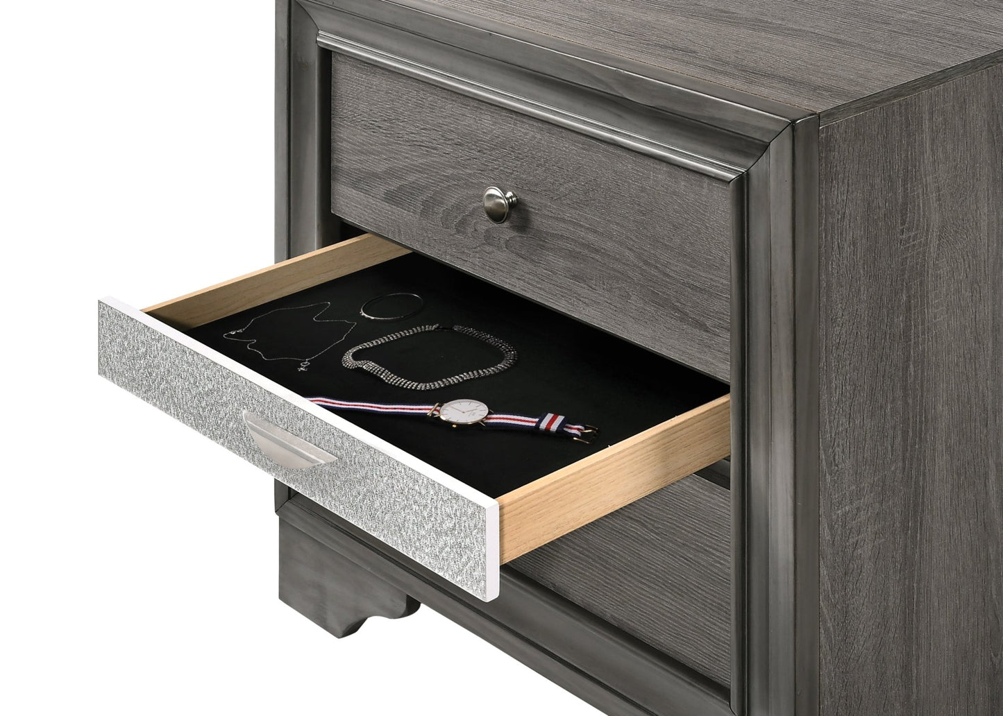 Naima Gray Finish Nightstand - 1st Choice Furniture Direct