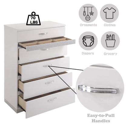 Naima II White High Gloss Finish Chest - 1st Choice Furniture Direct