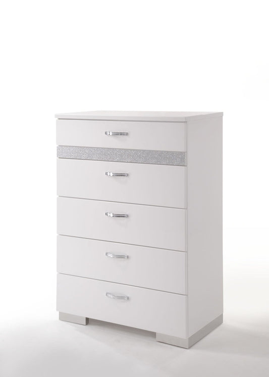 Naima II White High Gloss Finish Chest - 1st Choice Furniture Direct