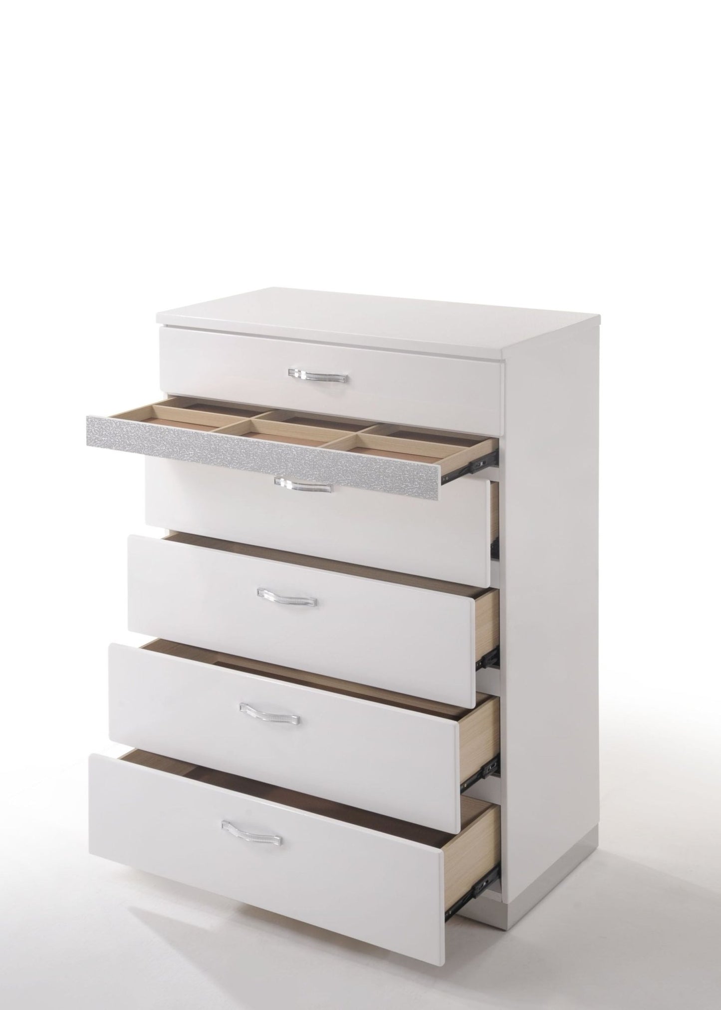 Naima II White High Gloss Finish Chest - 1st Choice Furniture Direct