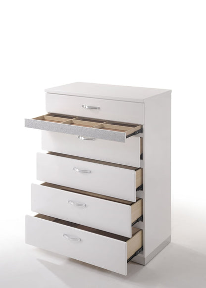 Naima II White High Gloss Finish Chest - 1st Choice Furniture Direct