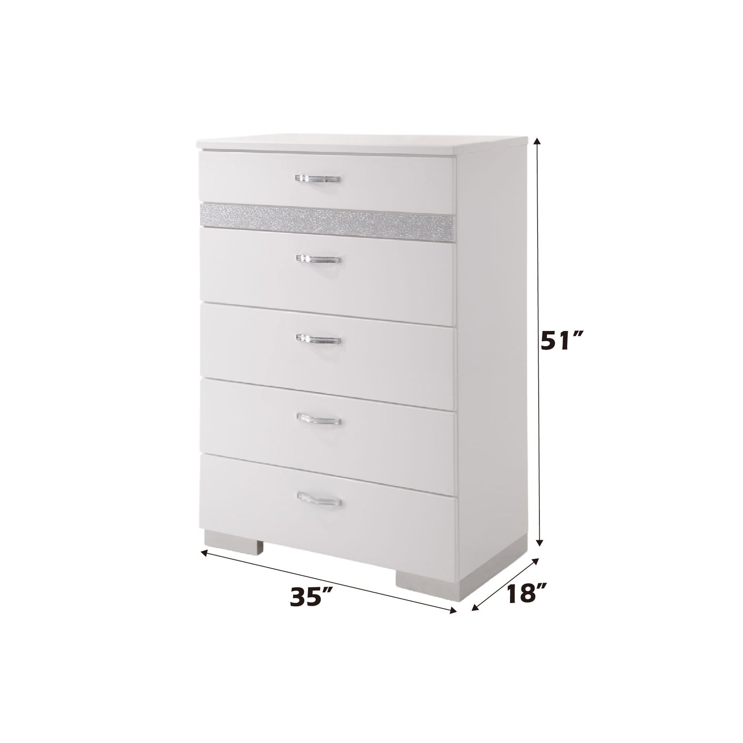 Naima II White High Gloss Finish Chest - 1st Choice Furniture Direct