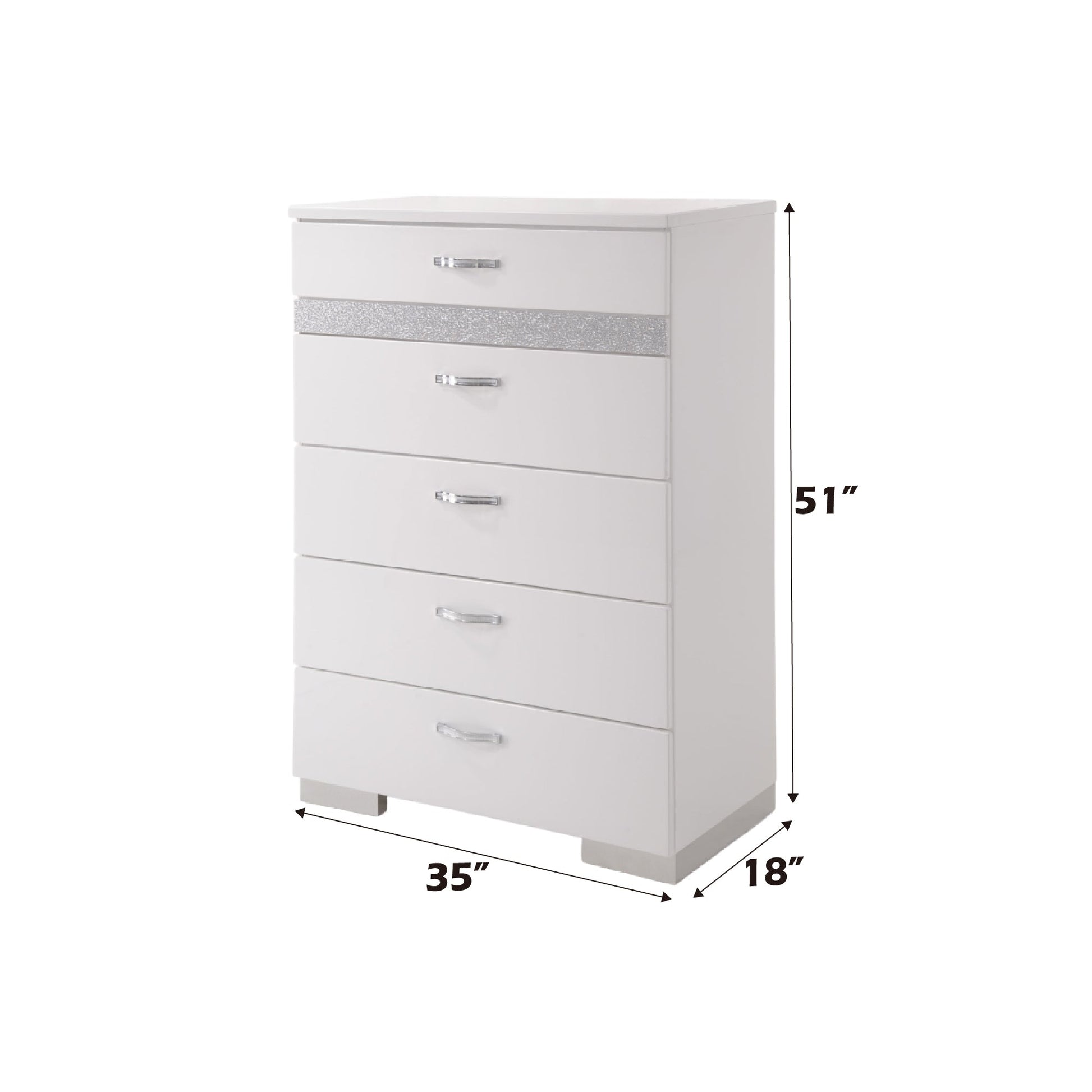 Naima II White High Gloss Finish Chest - 1st Choice Furniture Direct