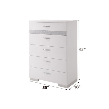 Naima II White High Gloss Finish Chest - 1st Choice Furniture Direct