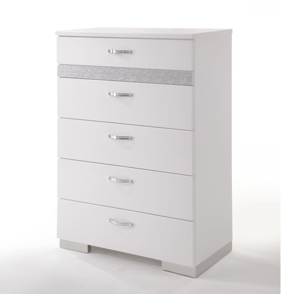 Naima II White High Gloss Finish Chest - 1st Choice Furniture Direct