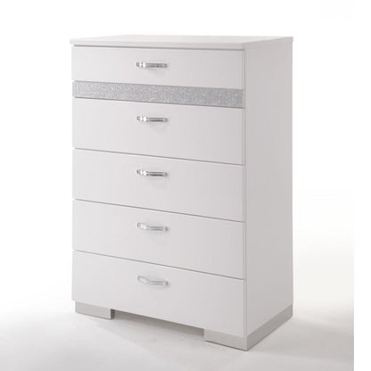 Naima II White High Gloss Finish Chest - 1st Choice Furniture Direct