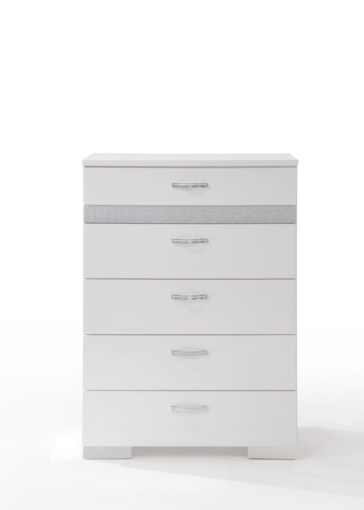 Naima II White High Gloss Finish Chest - 1st Choice Furniture Direct