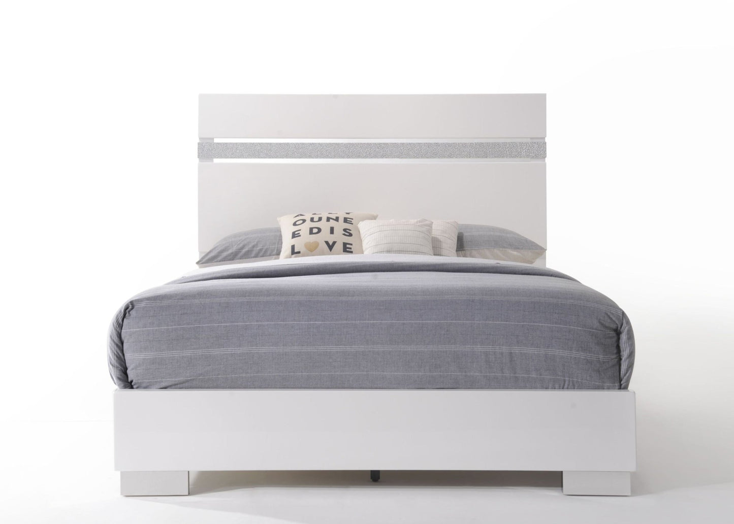 Naima II White High Gloss Finish EK Bed - 1st Choice Furniture Direct