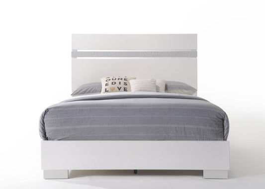 Naima II White High Gloss Finish EK Bed - 1st Choice Furniture Direct