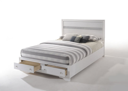 Naima White Finish EK Bed W/Storage - 1st Choice Furniture Direct
