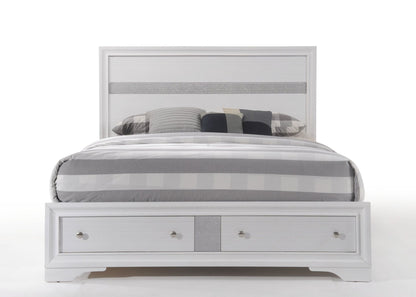 Naima White Finish EK Bed W/Storage - 1st Choice Furniture Direct
