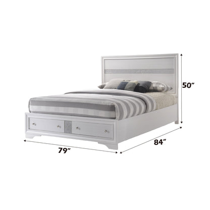 Naima White Finish EK Bed W/Storage - 1st Choice Furniture Direct
