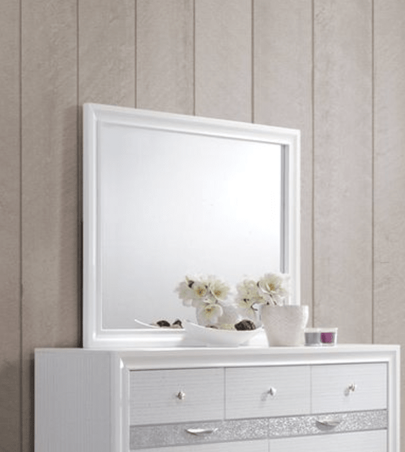 Naima White Finish Mirror - 1st Choice Furniture Direct