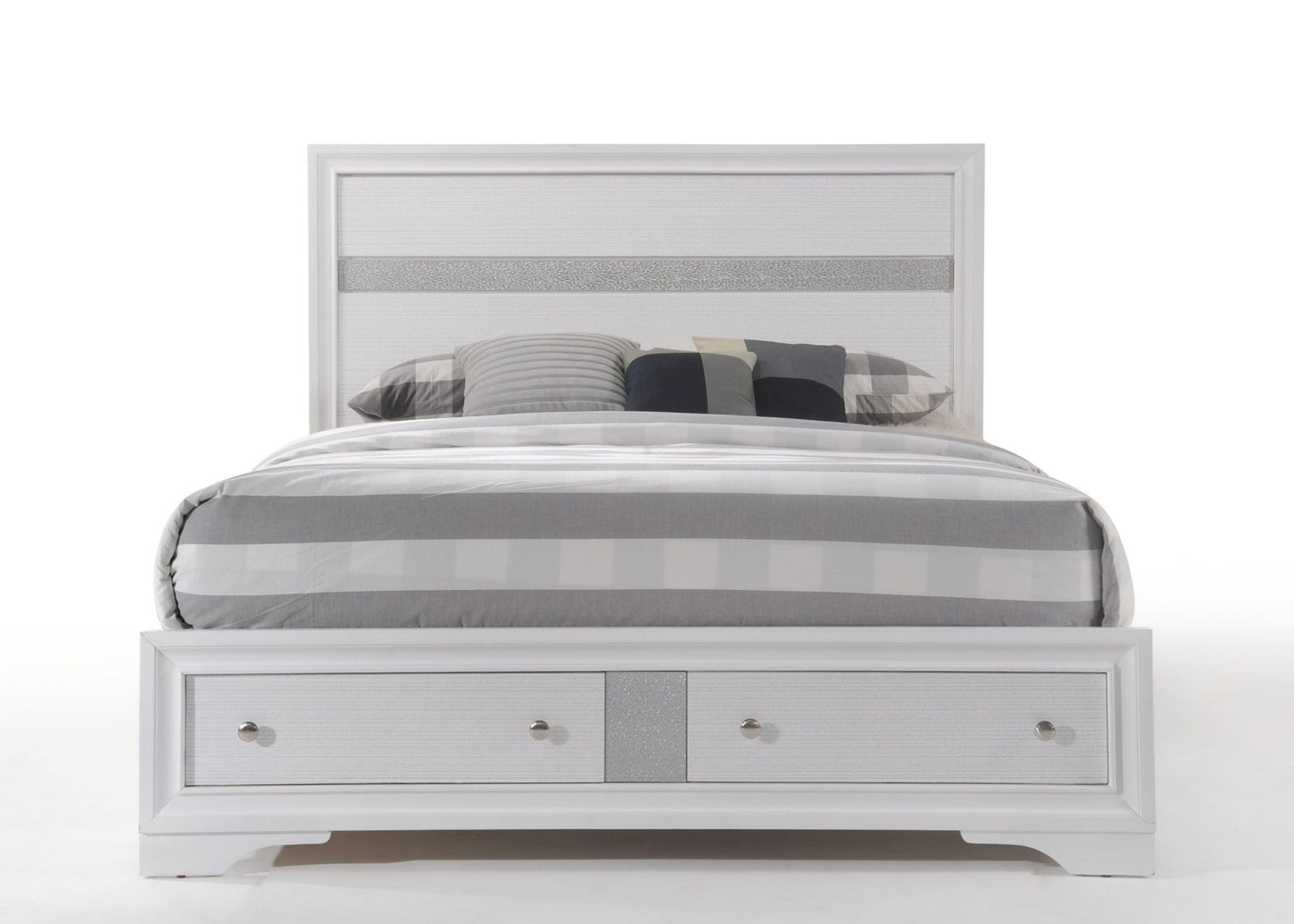 Naima White Finish Queen Bed W/Storage - 1st Choice Furniture Direct