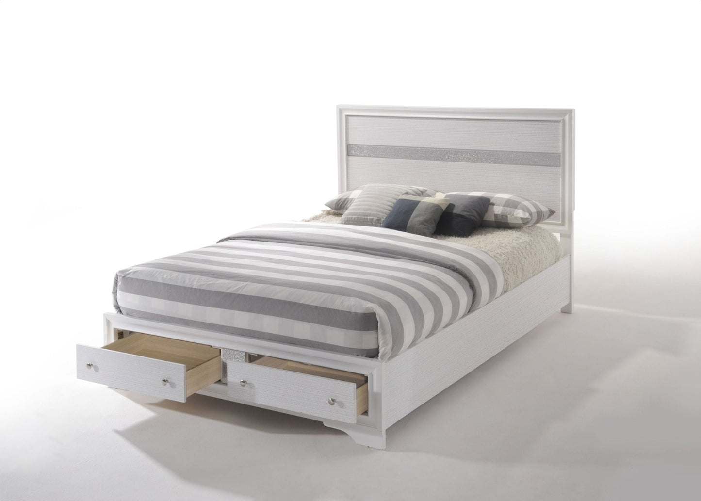 Naima White Finish Queen Bed W/Storage - 1st Choice Furniture Direct
