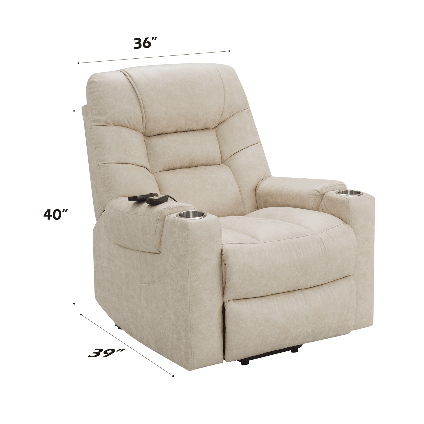 Nairi Ivory Leather Aire Power Recliner W/Lift & Heating & Massage - 1st Choice Furniture Direct