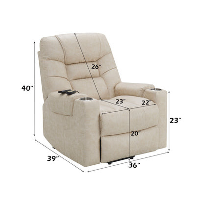 Nairi Ivory Leather Aire Power Recliner W/Lift & Heating & Massage - 1st Choice Furniture Direct