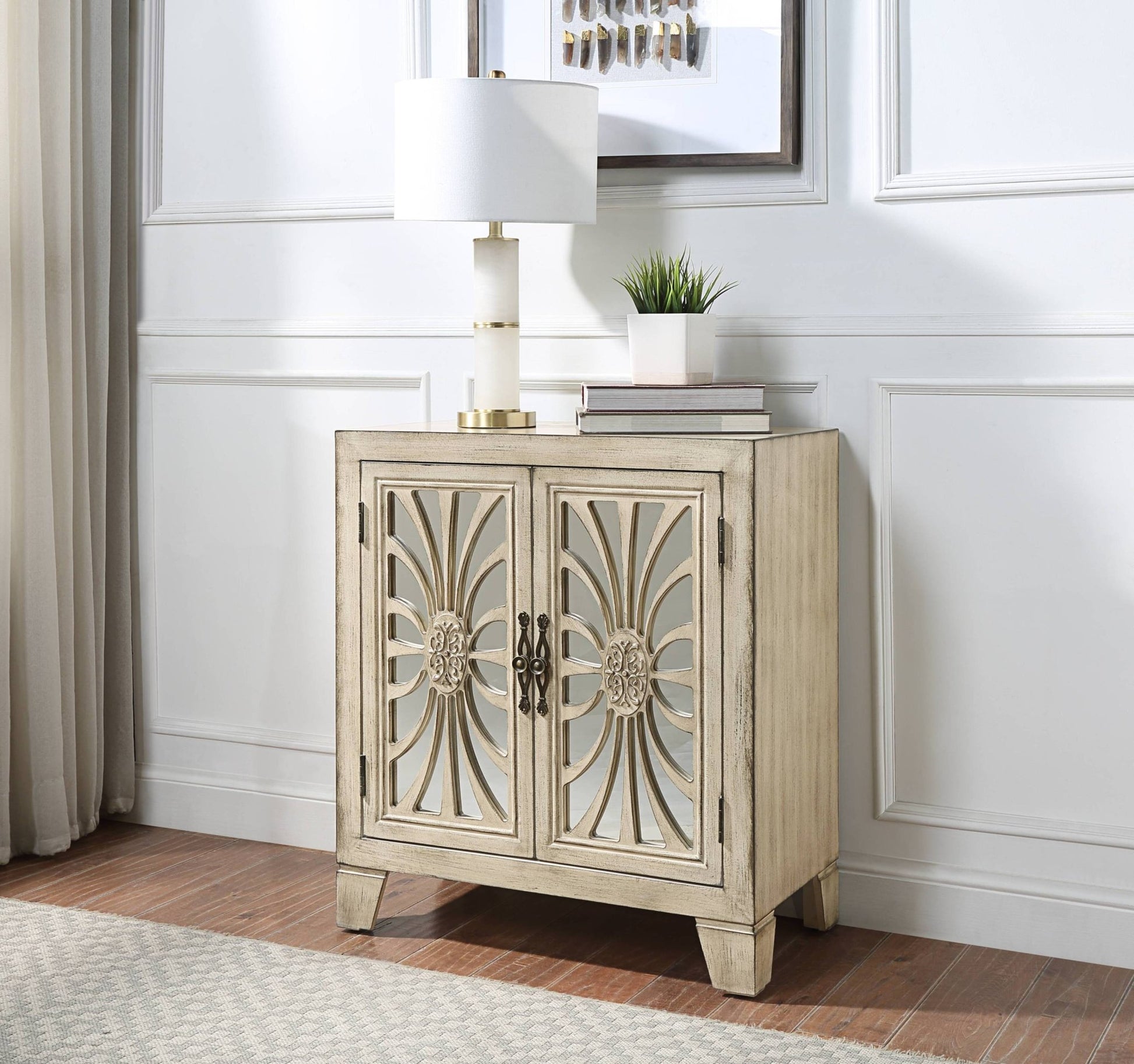 Nalani Antique White Finish Console Cabinet - 1st Choice Furniture Direct