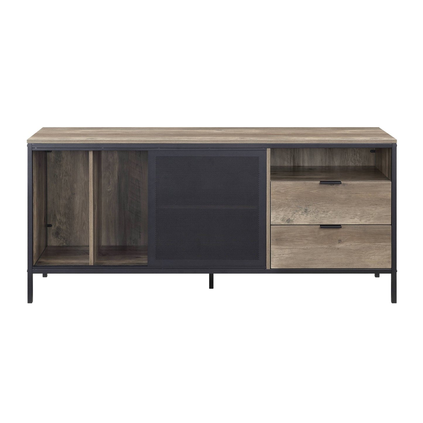 Nantan Rustic Oak & Black Finish TV Stand - 1st Choice Furniture Direct