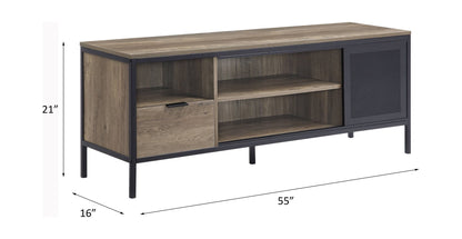 Nantan Rustic Oak & Black Finish TV Stand - 1st Choice Furniture Direct
