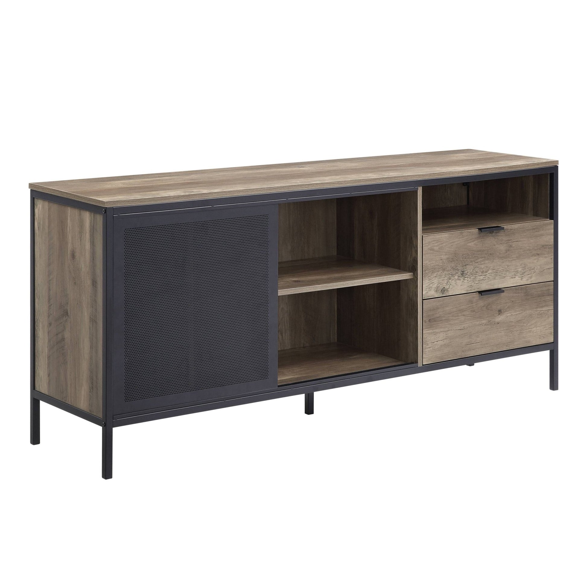 Nantan Rustic Oak & Black Finish TV Stand - 1st Choice Furniture Direct