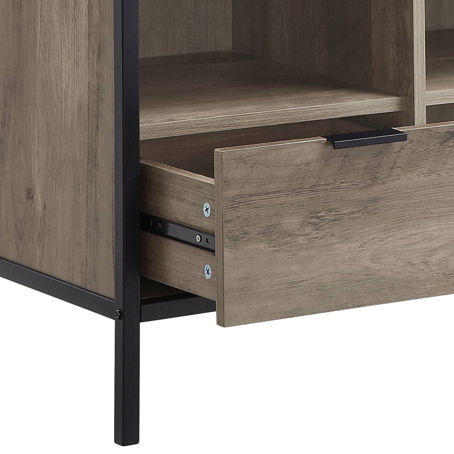 Nantan Rustic Oak & Black Finish TV Stand - 1st Choice Furniture Direct