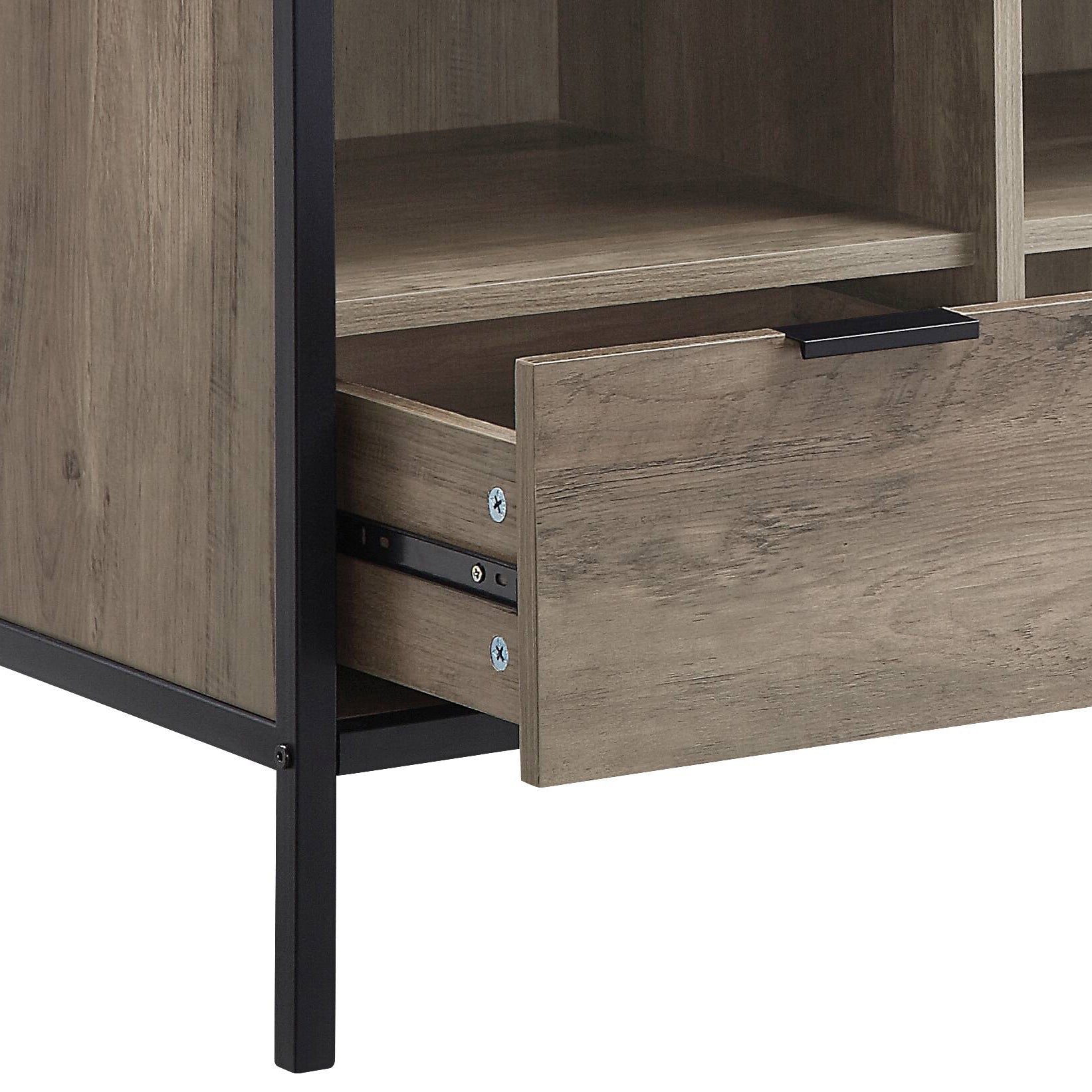 Nantan Rustic Oak & Black Finish TV Stand - 1st Choice Furniture Direct