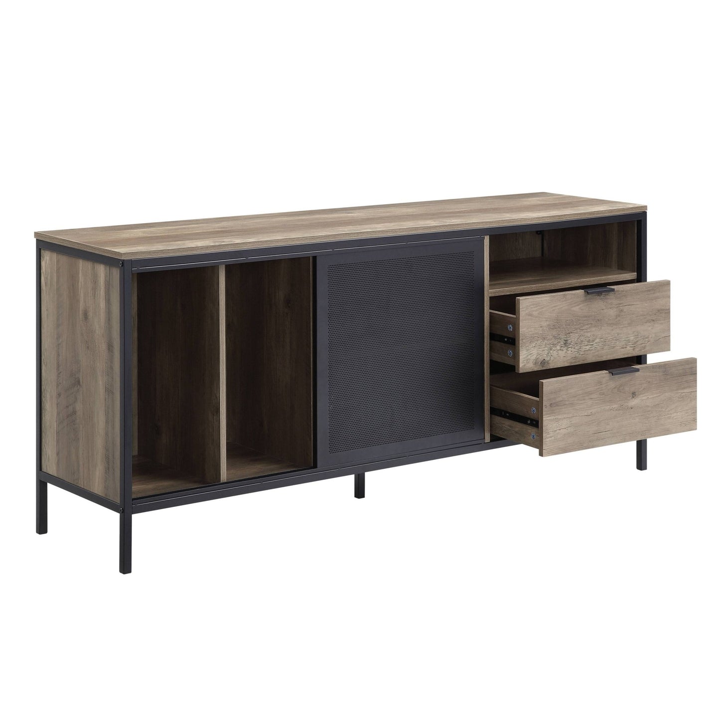 Nantan Rustic Oak & Black Finish TV Stand - 1st Choice Furniture Direct