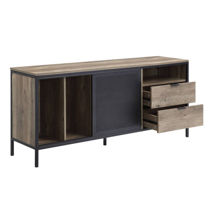 Nantan Rustic Oak & Black Finish TV Stand - 1st Choice Furniture Direct
