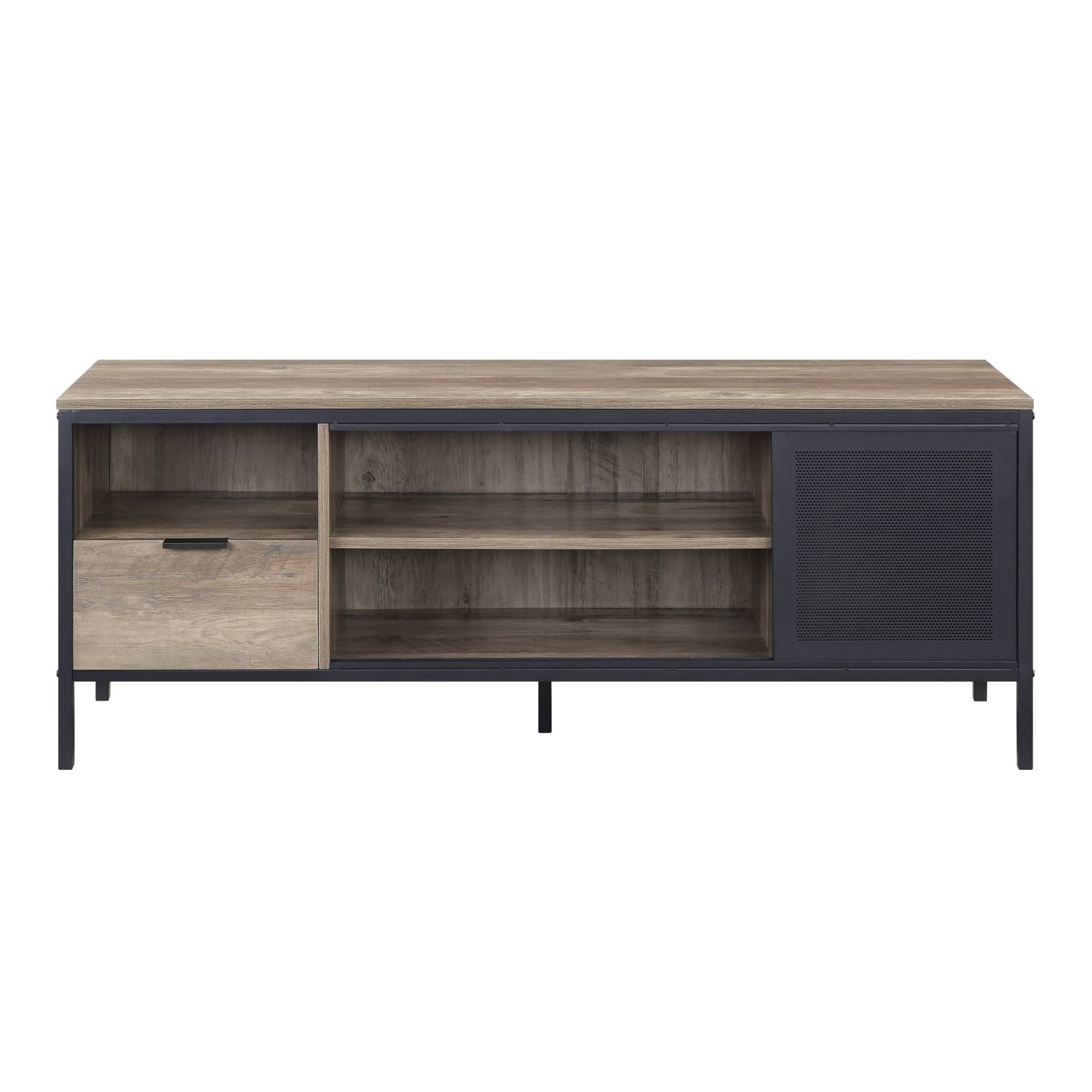 Nantan Rustic Oak & Black Finish TV Stand - 1st Choice Furniture Direct