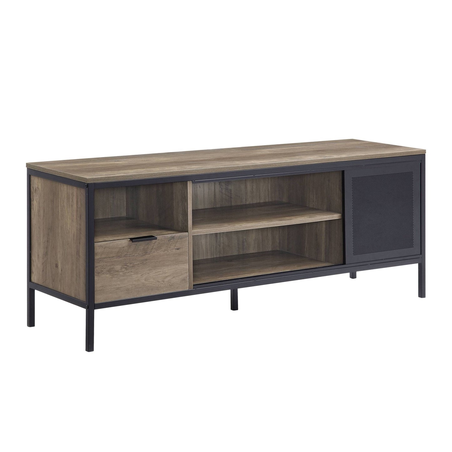 Nantan Rustic Oak & Black Finish TV Stand - 1st Choice Furniture Direct